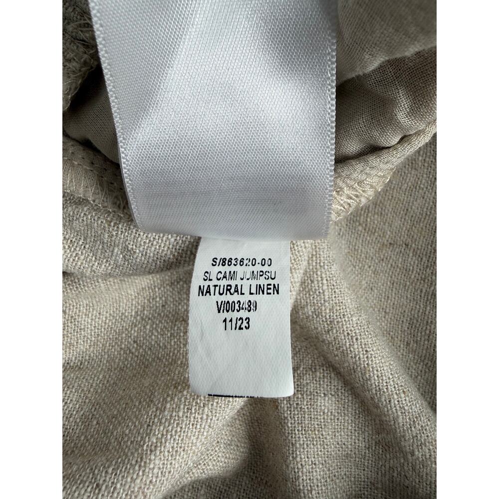 Old Navy Sleeveless Cami Linen Blend Jumpsuit Sz MT Natural Pockets Beach Boho - Picture 6 of 9